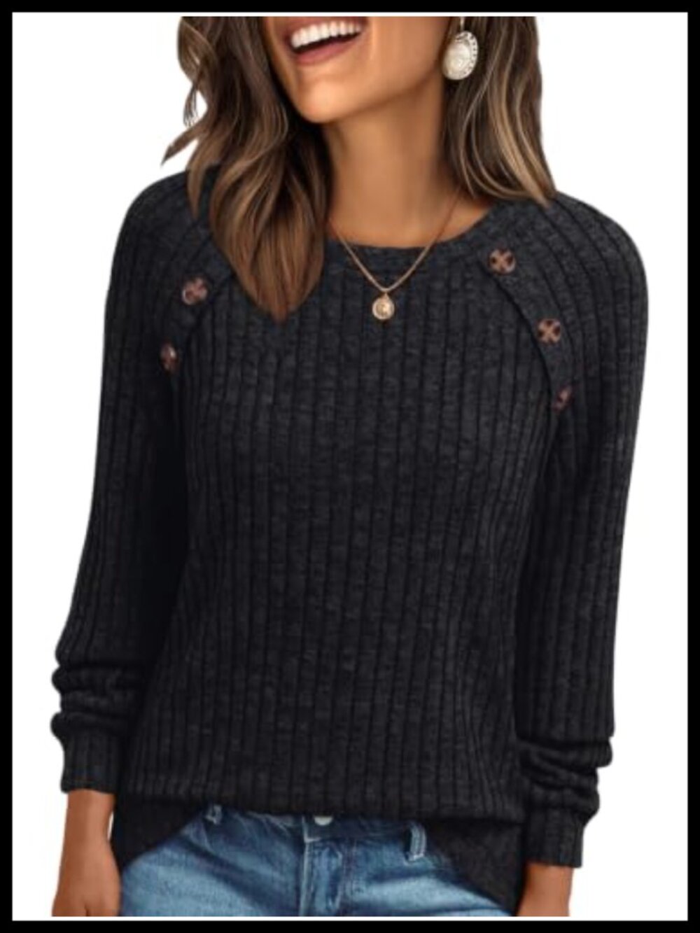 Womens Long Sleeve Crew Neck Relaxed Fit Tunic Top